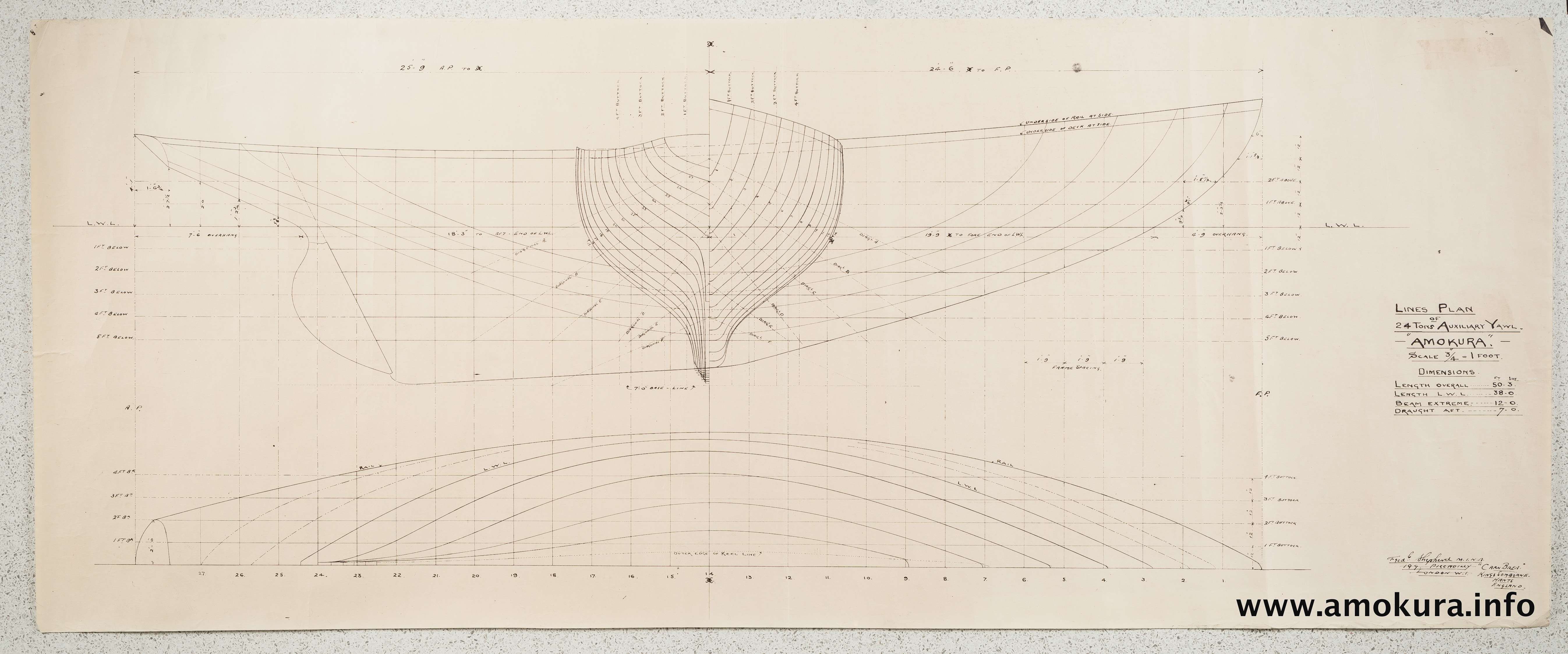 Lines plan (1939)  Amokura: a classic boat archive