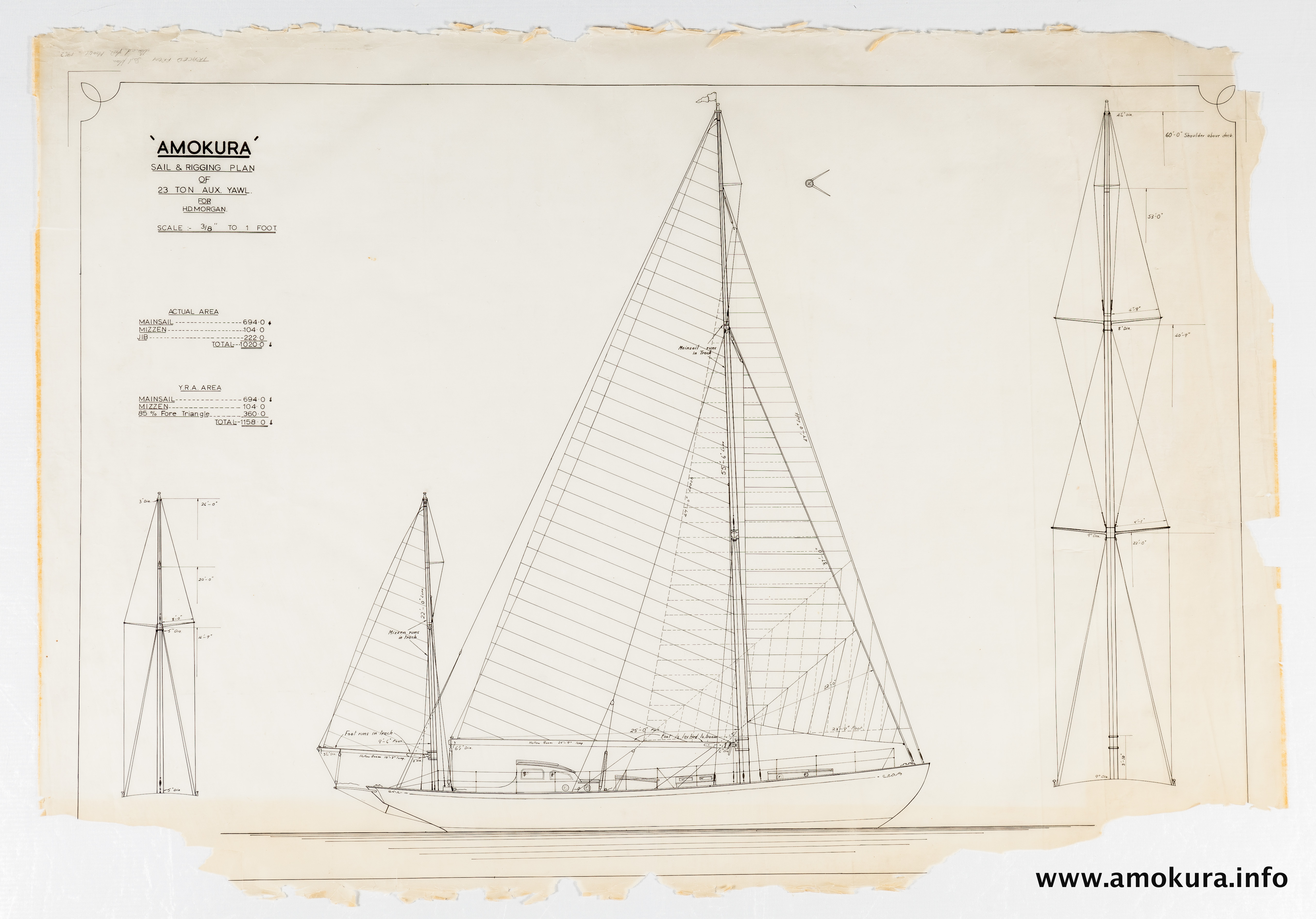 Sail and rigging plan prepared for HD Morgan (1962)